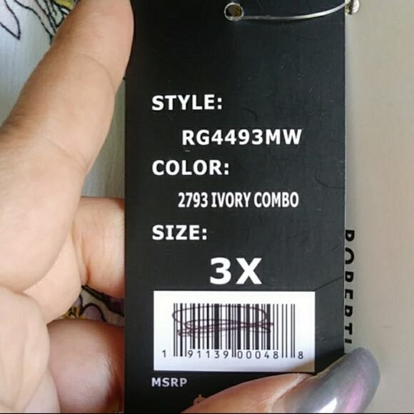 Robert Louis Ivory Floral Asymmetrical Midi Skirt 3X - Picture 5 of 7